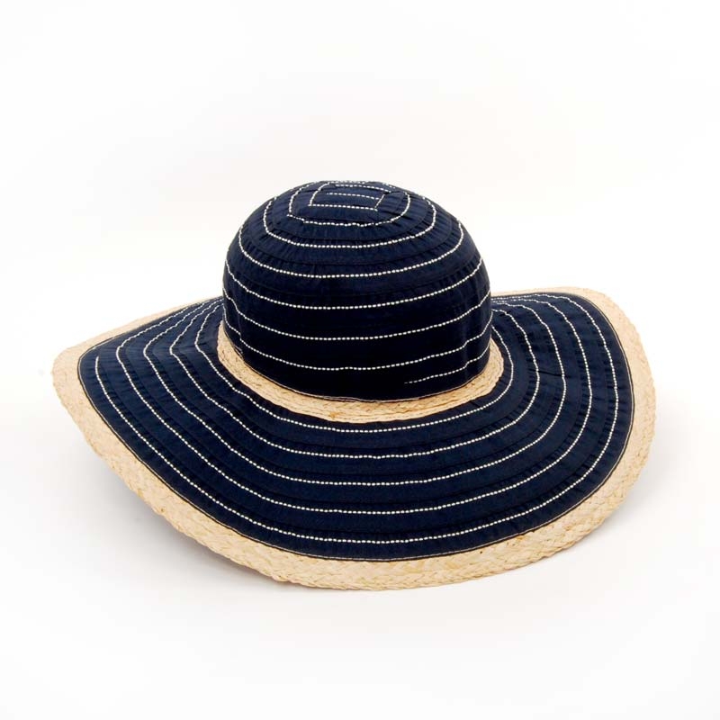 Pamela de señora en color azul, Sombrero de Verano, ala ancha.