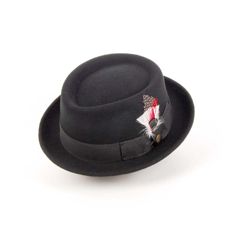 Sombrero PORK PIE confeccionado en lana en color negro.