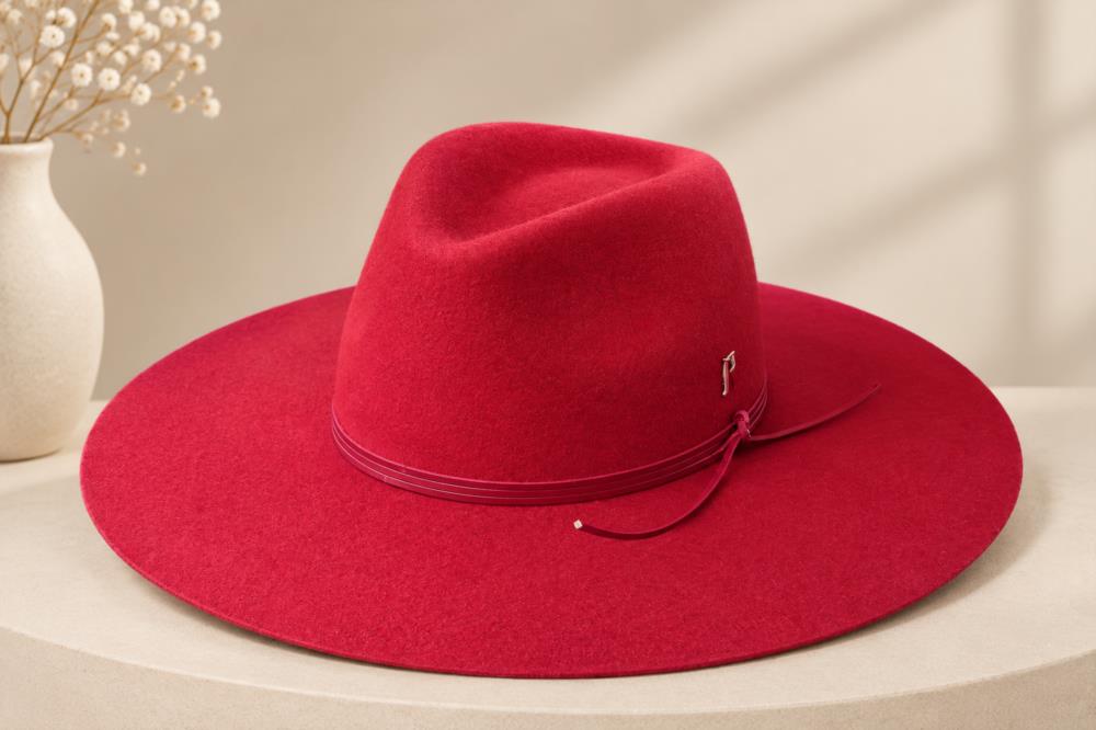 Sombrero Ala ancha rojo para mujer