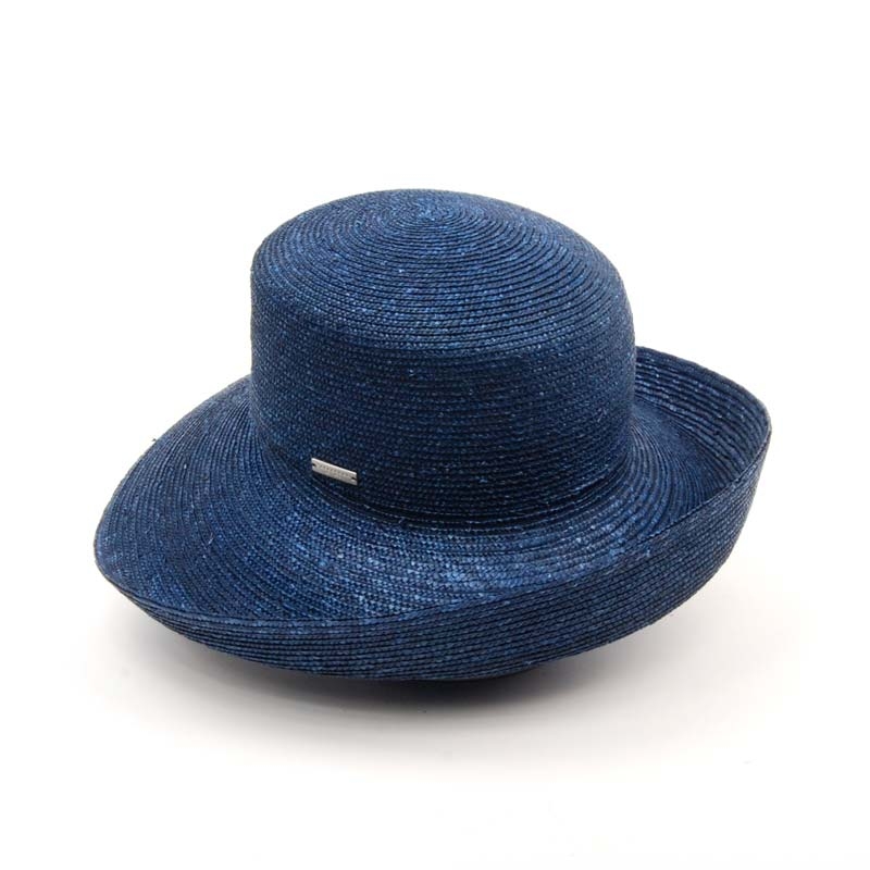 Sombrero pamela de vestir para señora, color azul. Rafia.