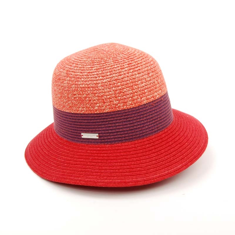 SOMBRERO CLOCHÉ, FLEXIBLE, NARANJA, ROJO Y MORADO.