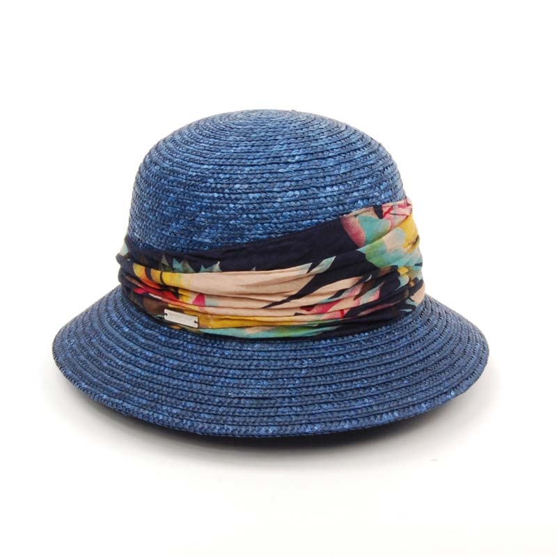 SOMBRERO MUJER, CLOCHÉ VERANO. 100%PAJA NATURAL. COLOR AZUL.